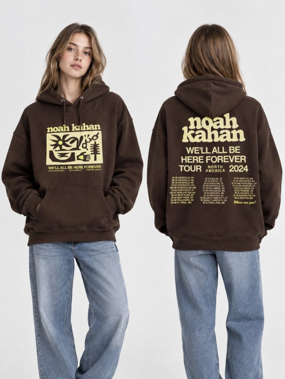 Noah Kahan Tour Hoodie Brown We'll All Be Here Forever Sweatshirt